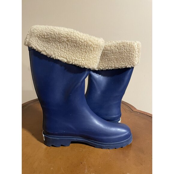 Bearpaw Women's Shearling Lined Blue Rubber Rain boots Size 3 (F142) - Picture 6 of 9